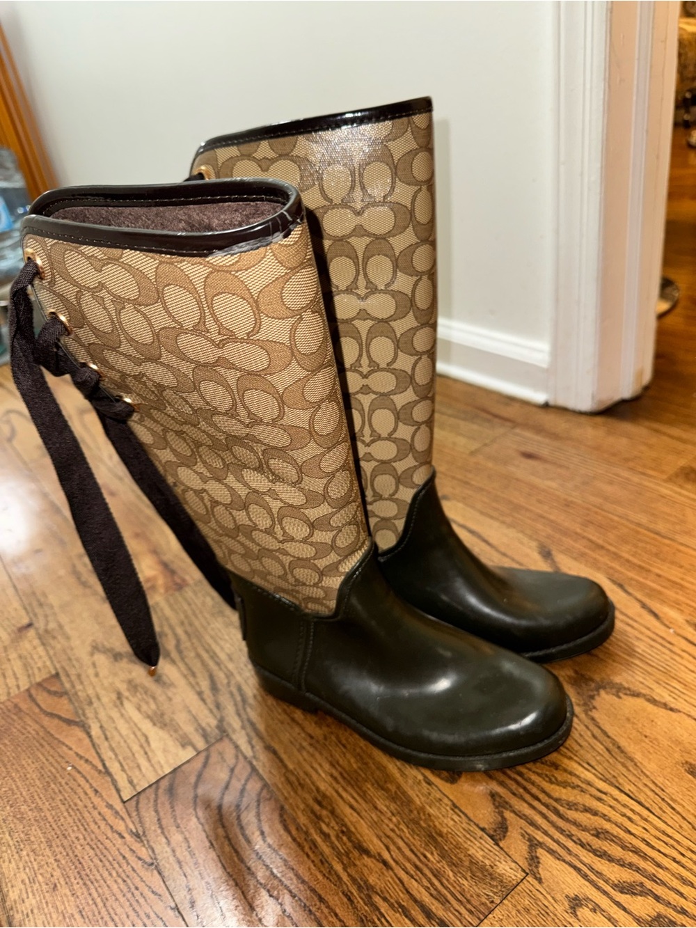 Coach Tristee Signature Lace-Back Rain Boots